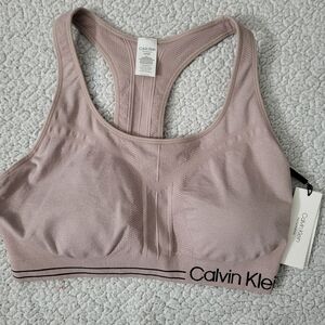 Calvin Klein Pink Gliitery Seamless Sports Bra with Racerback